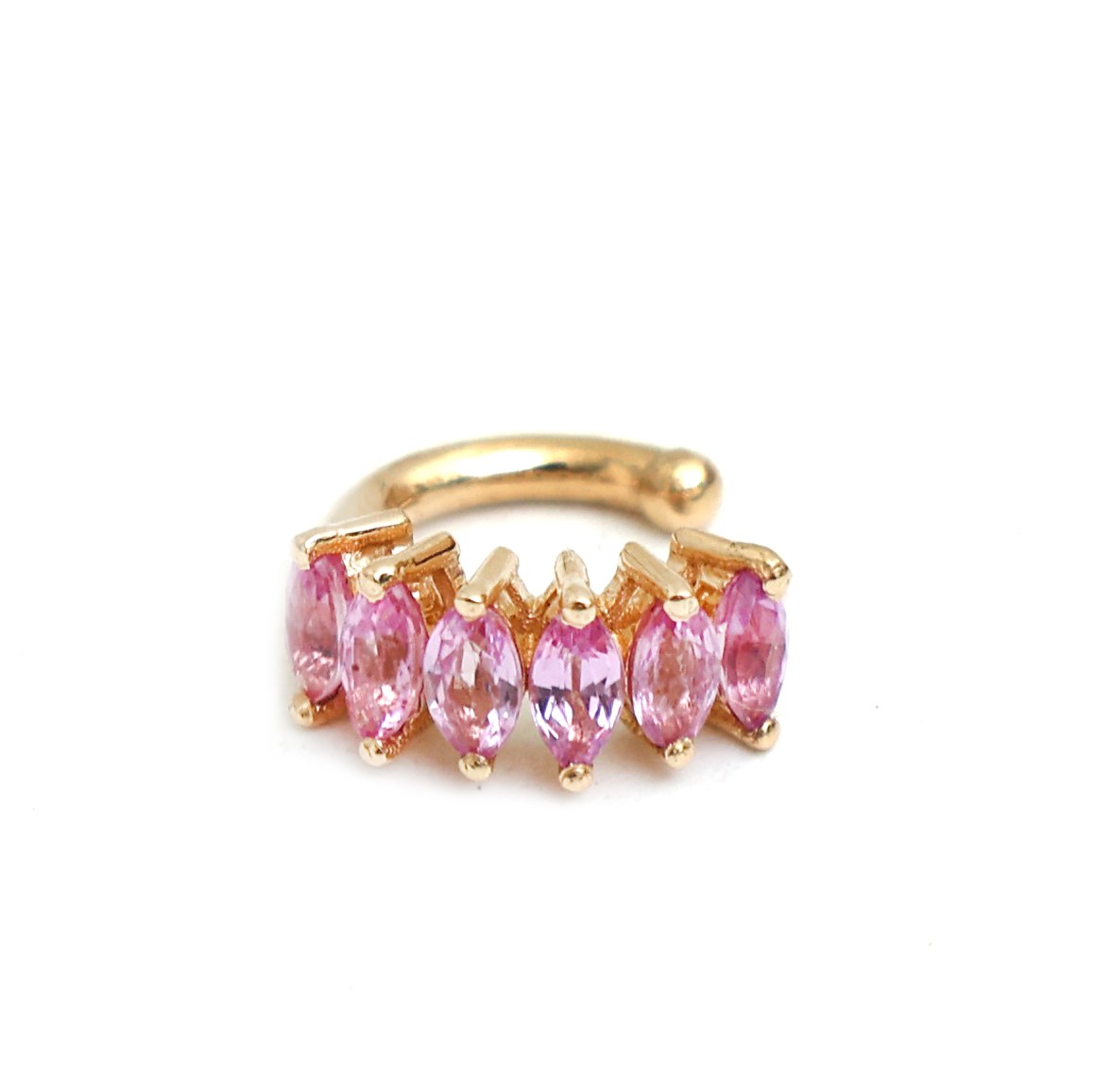 Pink Sapphire 14K (18K Custom) Ear Cuff Yellow Gold