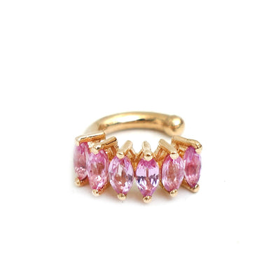 Pink Sapphire 14K (18K Custom) Ear Cuff Yellow Gold