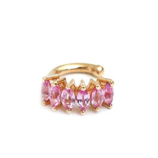 Pink Sapphire 14K (18K Custom) Ear Cuff Yellow Gold