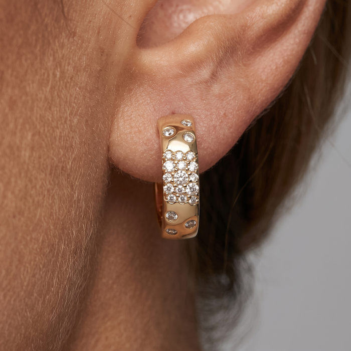 Galaxy Diamond Hoop Earrings in 14K Yellow Gold