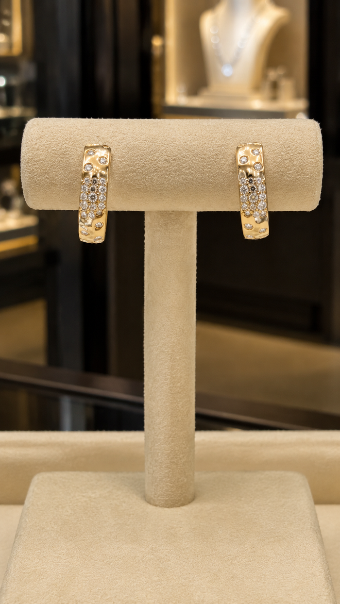 Galaxy Diamond Hoop Earrings in 14K Yellow Gold
