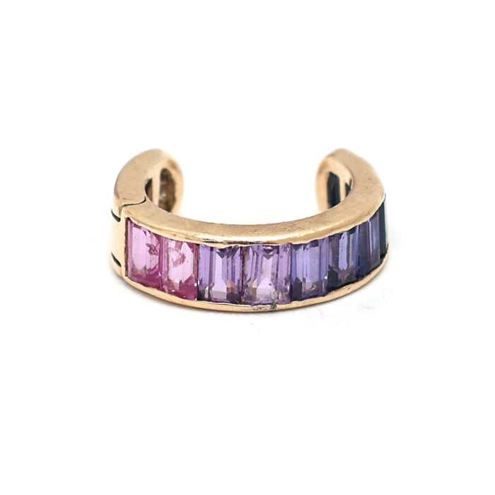 Rainbow Sapphire Aurora 14K (18k Custom) Yellow Gold Ear Cuff