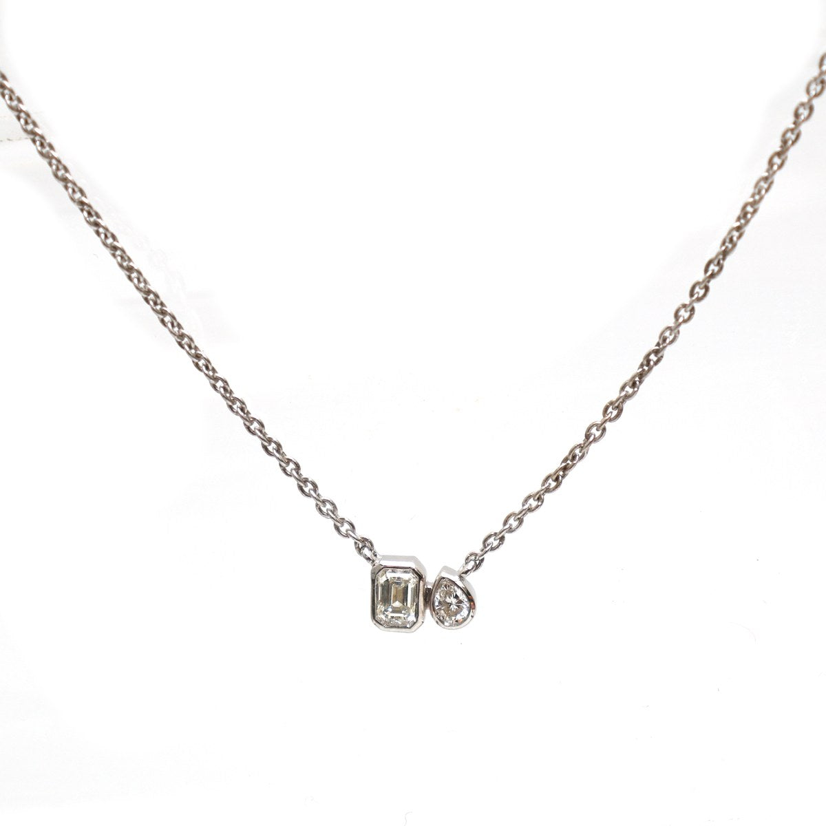 Minimal Diamond Duo 18K White Gold Necklace