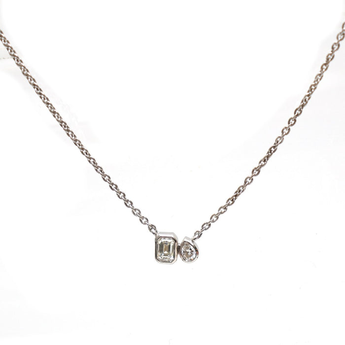 Minimal Diamond Duo 18K White Gold Necklace