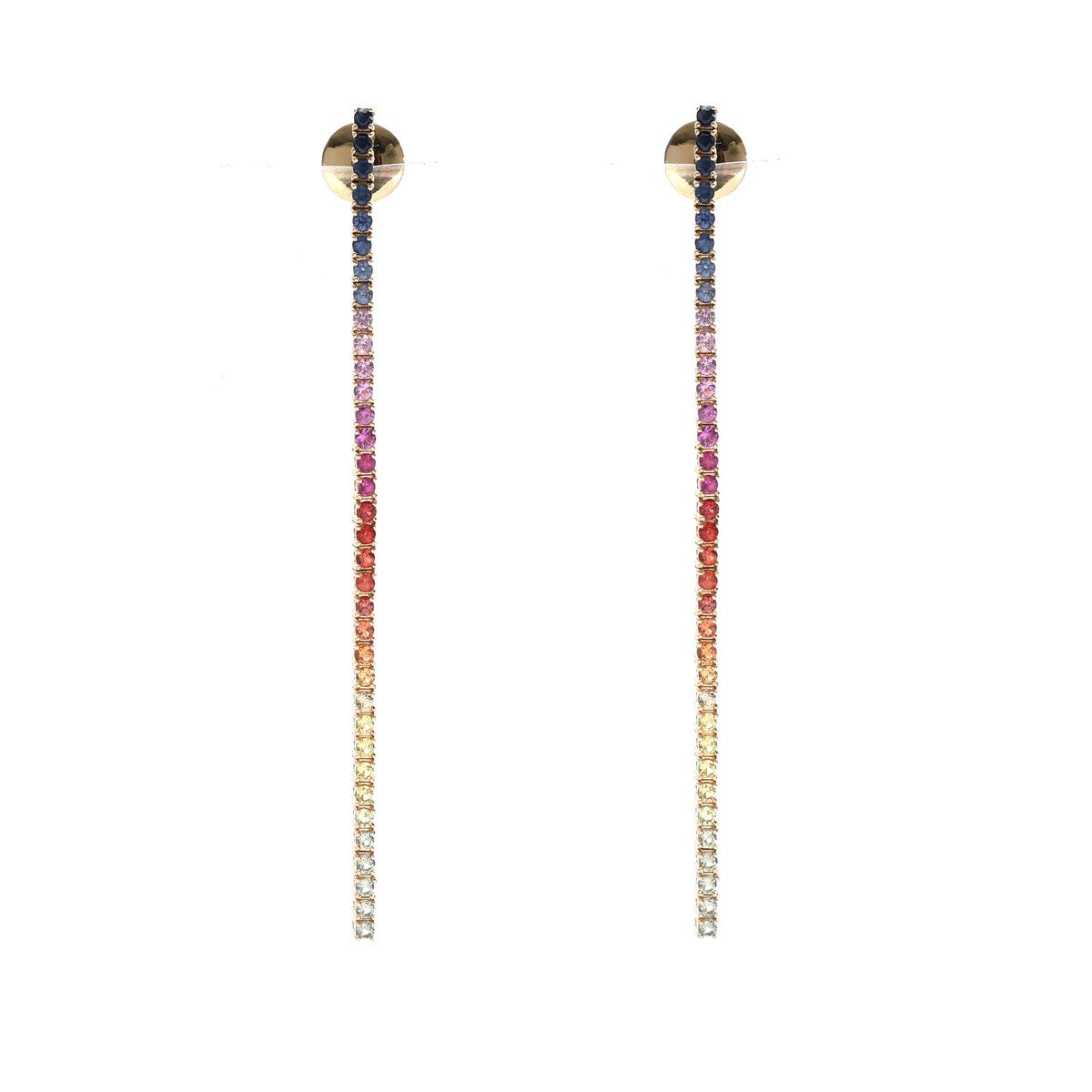 Rainbow Sapphire 18K Yellow Gold Chain Drop Earrings