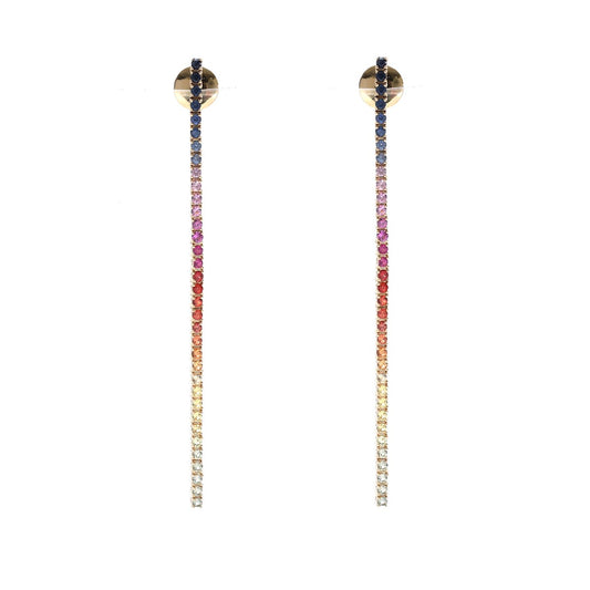 Rainbow Sapphire 18K Yellow Gold Chain Drop Earrings