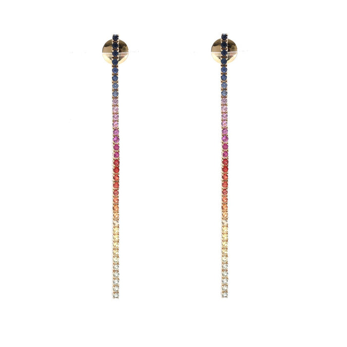 Rainbow Sapphire 18K Yellow Gold Chain Drop Earrings