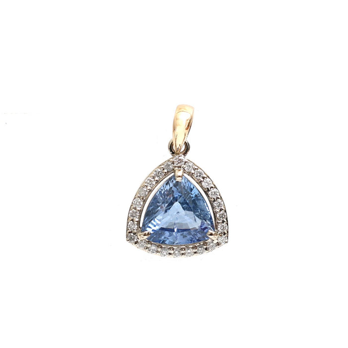 Trillion-Cut Blue Sapphire Diamond 14K (18K Custom) Yellow Gold Pendant Necklace