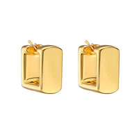 Polished Rectangular Gold Hoop Earrings in 14K Yellow Gold