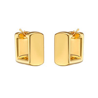 Polished Rectangular Gold Hoop Earrings in 14K Yellow Gold