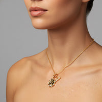 Celestial Moon Star Charm Pendant Necklace in 14K Yellow Gold