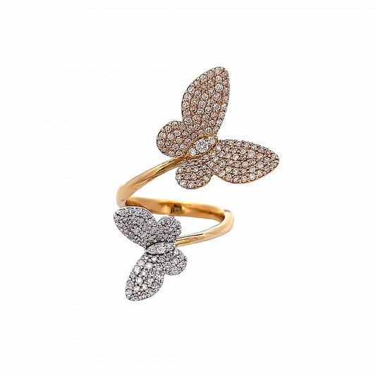 Butterfly Bloom Dual Tone Ring in 18K Yellow Gold