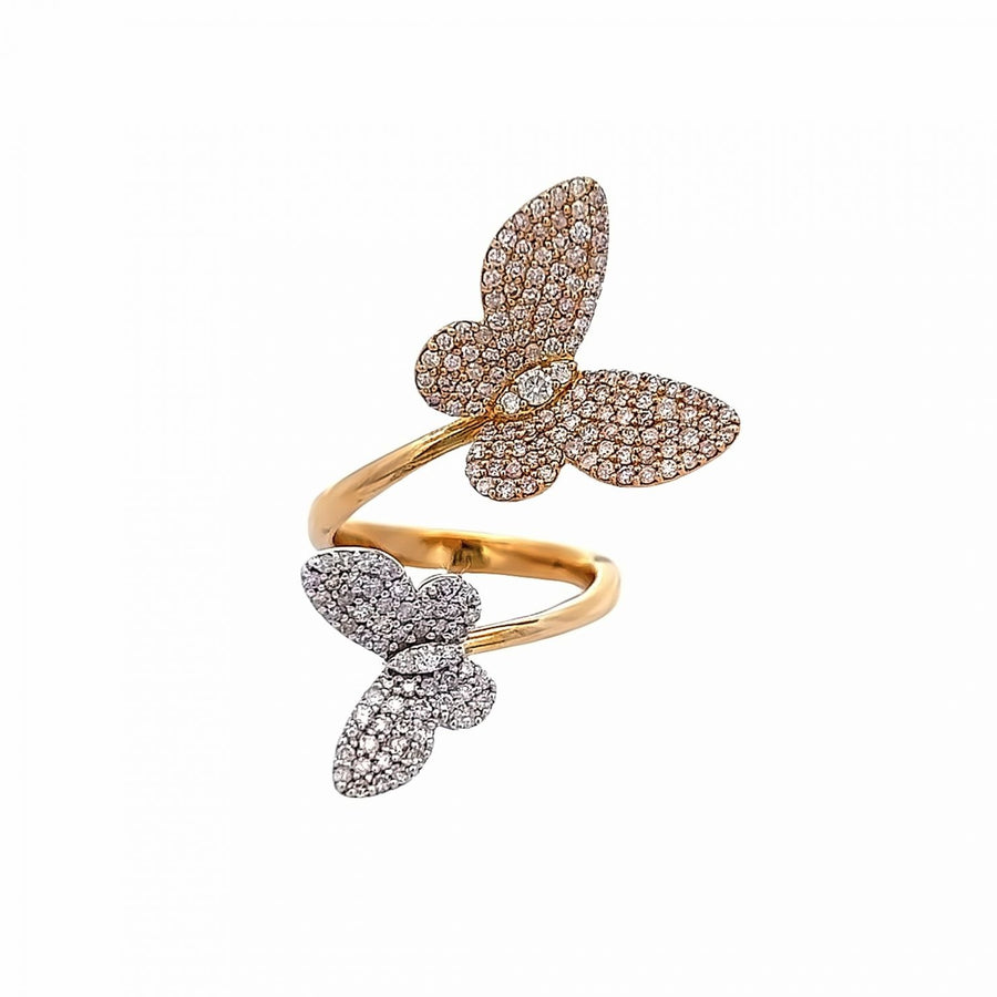 Butterfly Bloom Dual Tone Ring in 18K Yellow Gold