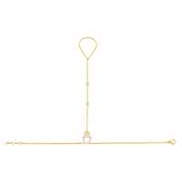 Diamond Guardian Hamsa Hand Chain in 14K Yellow Gold
