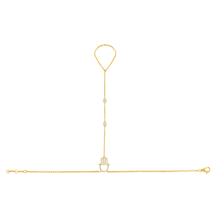Diamond Guardian Hamsa Hand Chain in 14K Yellow Gold