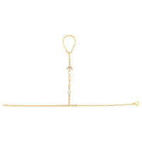 Dragonfly Hand Chain Diamond Bracelet in 14K Yellow Gold