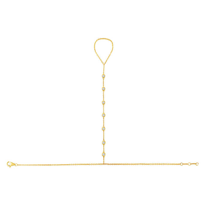 Diamond Droplet Hand Chain in 14K Yellow Gold