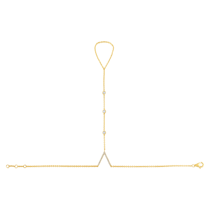 V Shine 26 Diamonds Hand Chain in 14K Yellow Gold