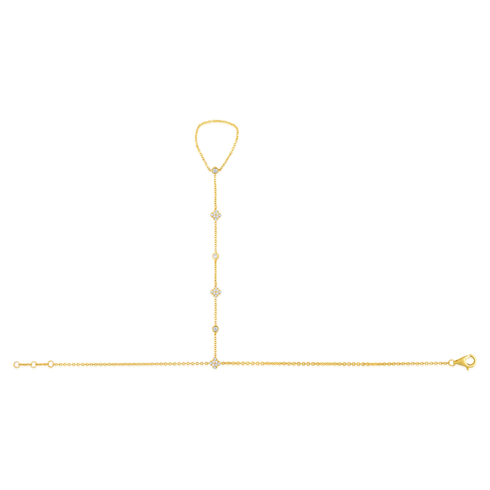Diamond Bloom Hand Chain in 14K Yellow Gold