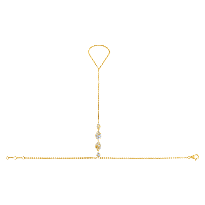 Twisted 76 Diamonds Hand Bracelet in 14K Yellow Gold