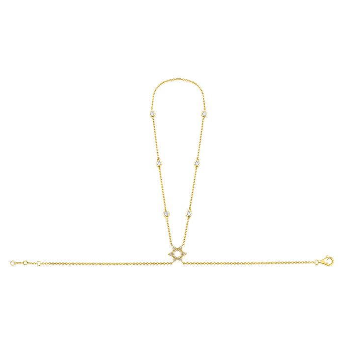 Star of Elegance Diamonds Hand Chain in 14K Yellow Gold