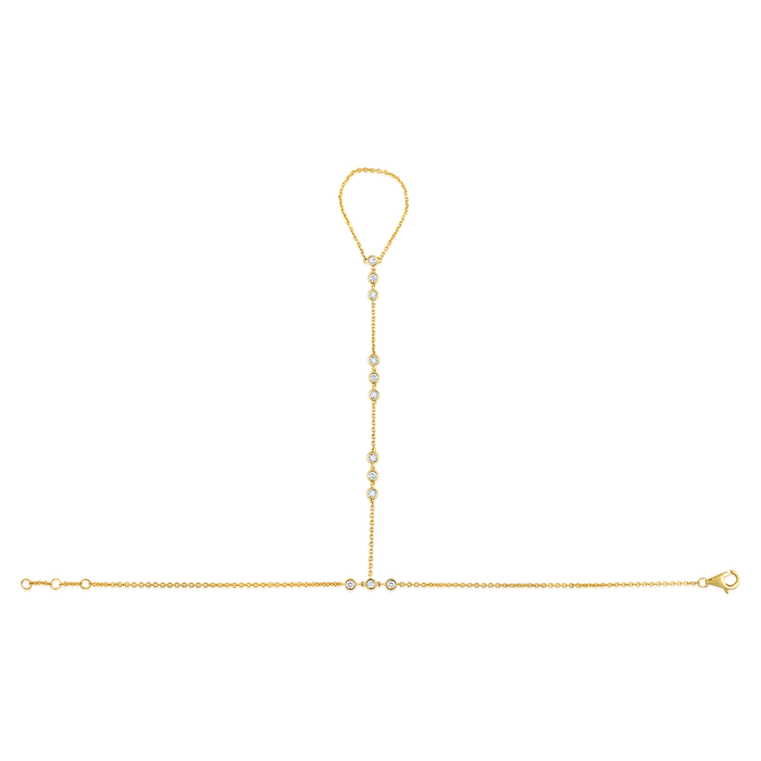 Starlight Path 12 Diamonds Hand Chain in 14K Yellow Gold