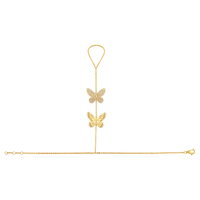 Diamond Twin Dragonfly Hand Chain in 14K Yellow Gold
