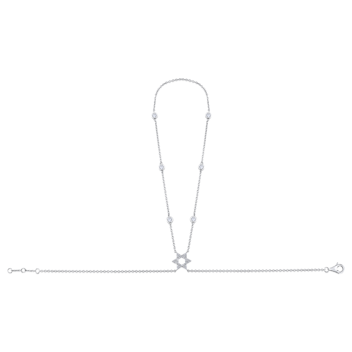 Celestial Star 60 Diamonds Hand Chain in 14K White Gold