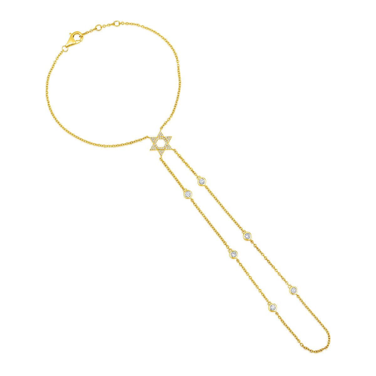 Star of Elegance Diamonds Hand Chain in 14K Yellow Gold