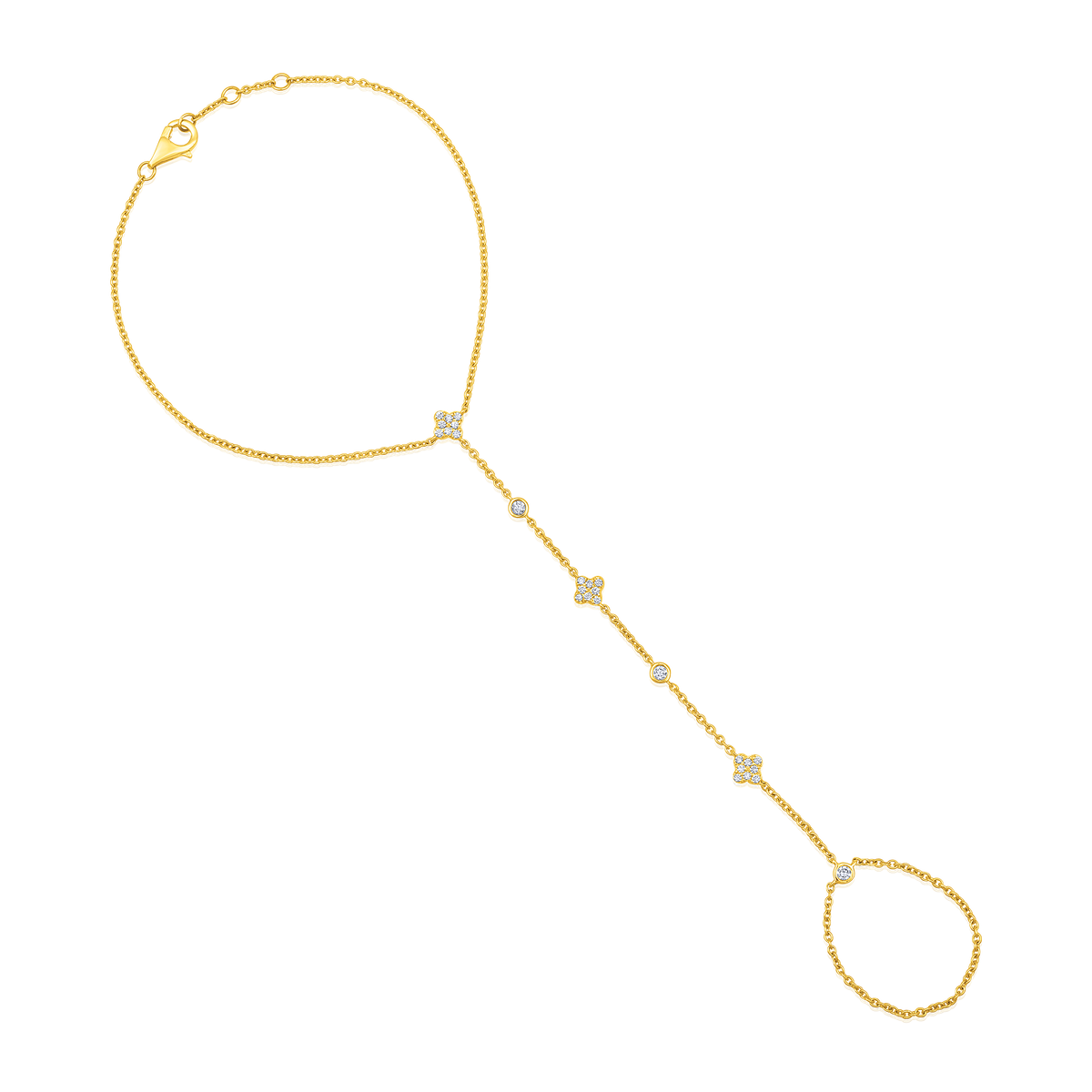 Diamond Bloom Hand Chain in 14K Yellow Gold