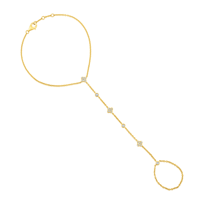 Diamond Bloom Hand Chain in 14K Yellow Gold