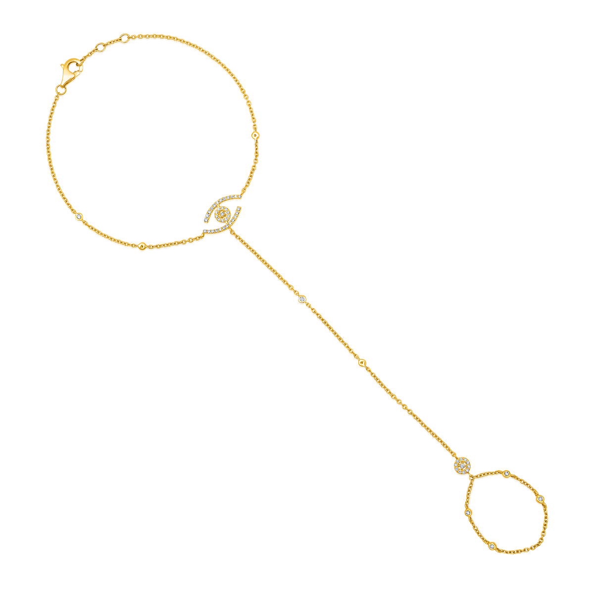 Evil Eye Diamonds 55 Diamond Hand Chain in 14K Yellow Gold