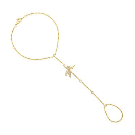 Hummingbird 119 Diamonds Hand Chain in 14K Yellow Gold