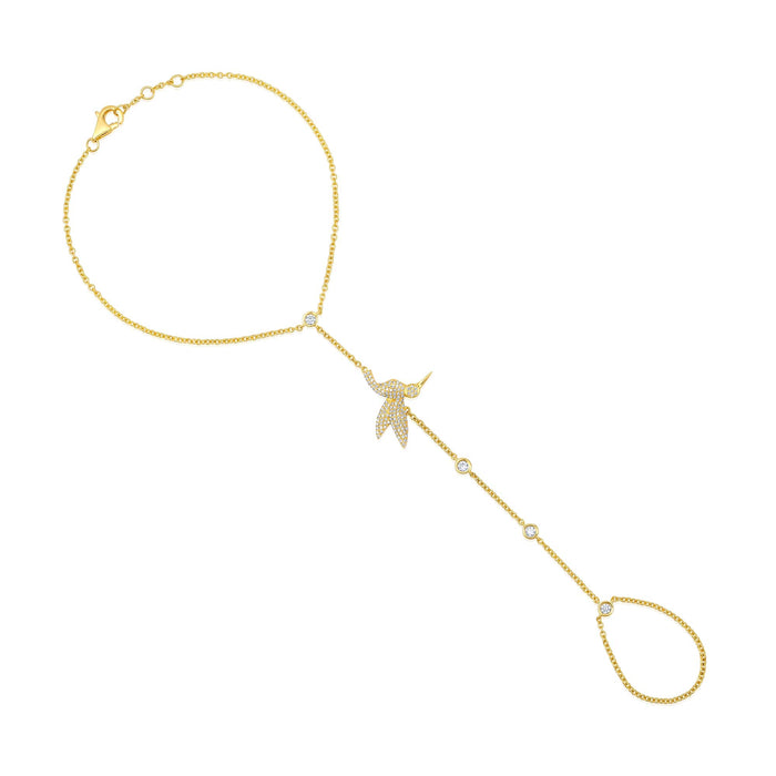 Hummingbird 119 Diamonds Hand Chain in 14K Yellow Gold
