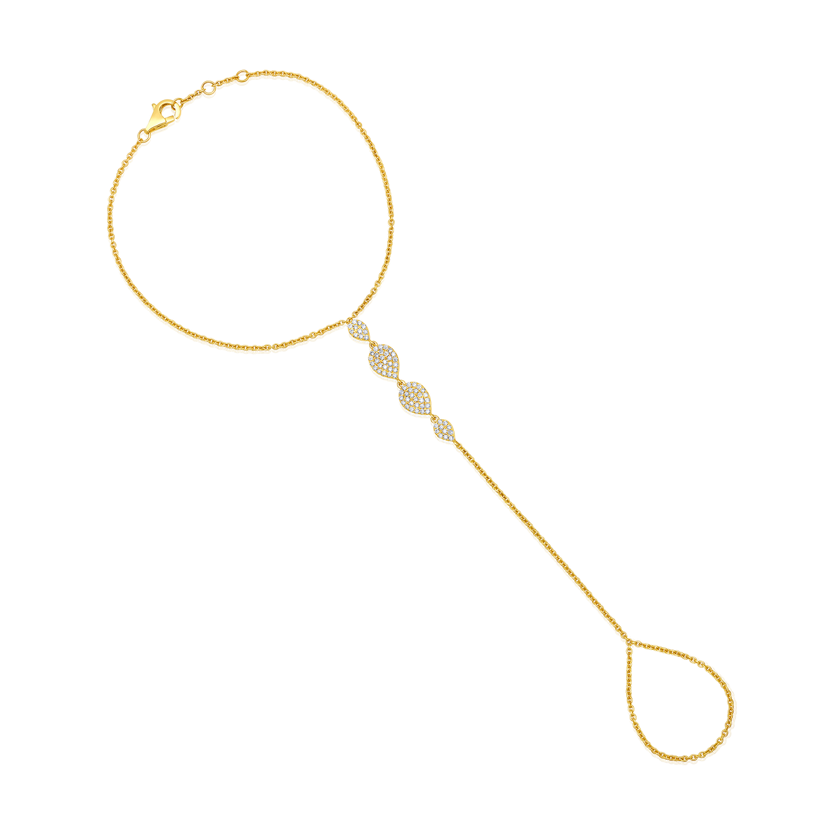 Twisted 76 Diamonds Hand Bracelet in 14K Yellow Gold