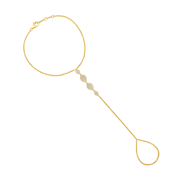 Twisted 76 Diamonds Hand Bracelet in 14K Yellow Gold