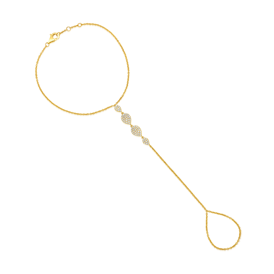 Twisted 76 Diamonds Hand Bracelet in 14K Yellow Gold