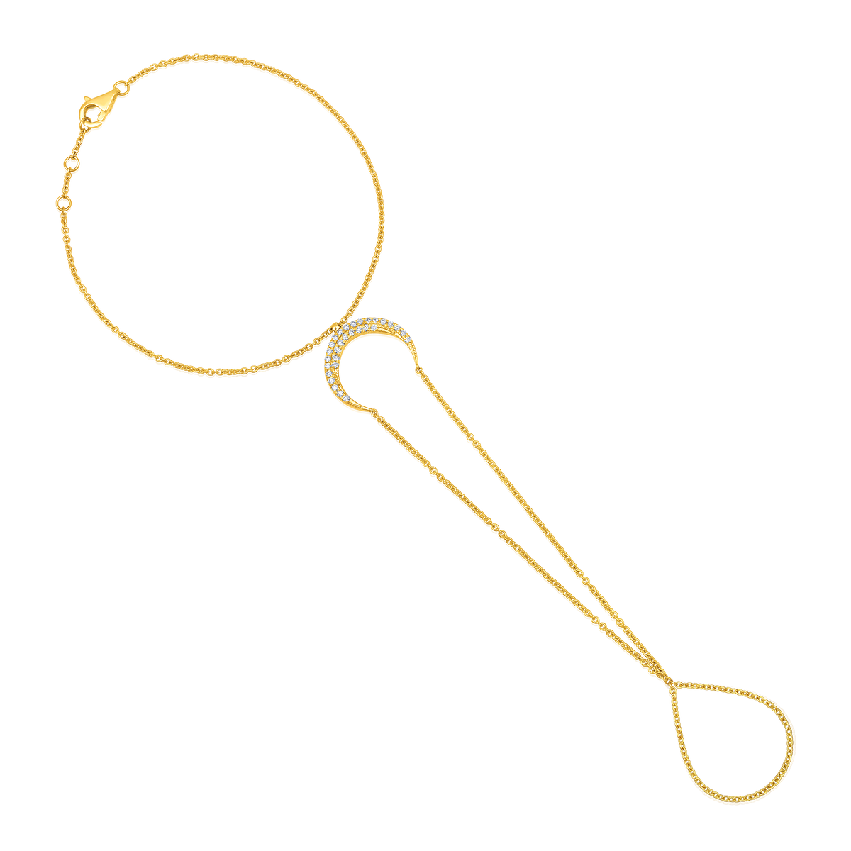 Lunar Grace 30 Diamonds Hand Chain in 14K Gold