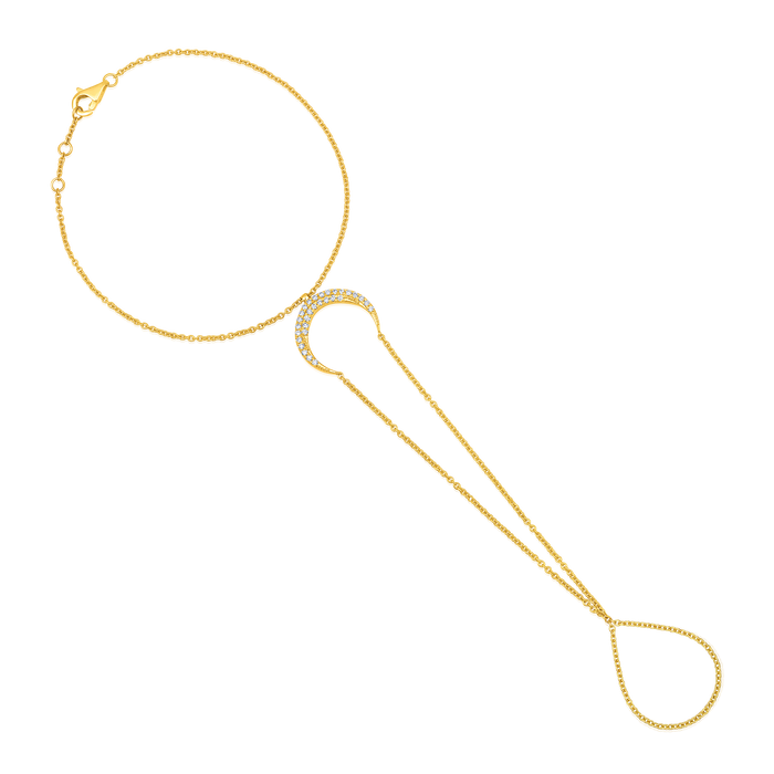 Lunar Grace 30 Diamonds Hand Chain in 14K Gold