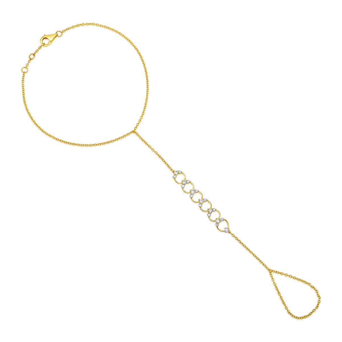 Celestial Circles 19 Diamonds Hand Chain in 14K Yellow Gold