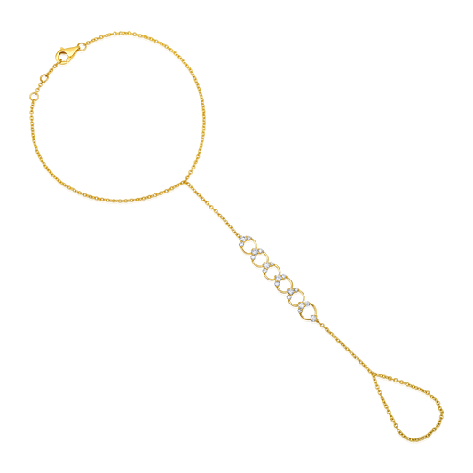 Celestial Circles 19 Diamonds Hand Chain in 14K Yellow Gold
