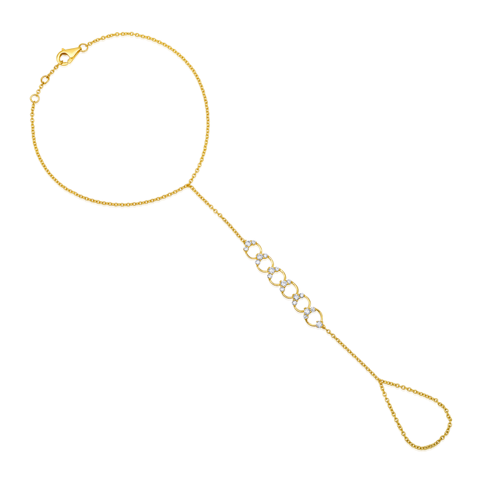 Celestial Circles 19 Diamonds Hand Chain in 14K Yellow Gold