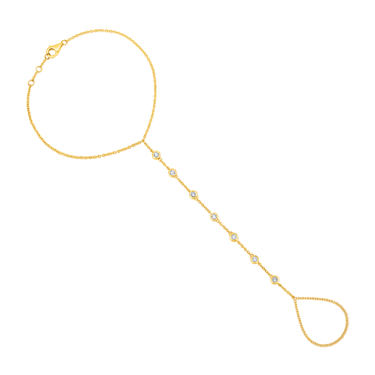 7-Diamond Hand Chain in 14K Yellow Gold