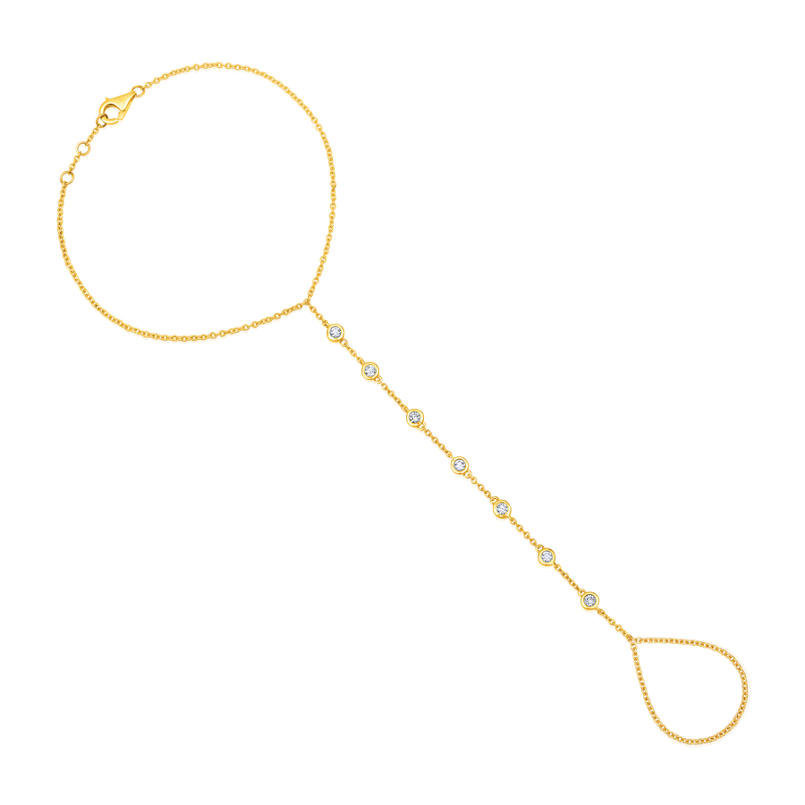7-Diamond Hand Chain in 14K Yellow Gold