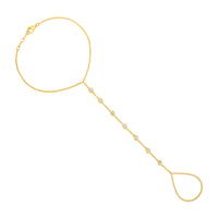 Diamond Droplet Hand Chain in 14K Yellow Gold