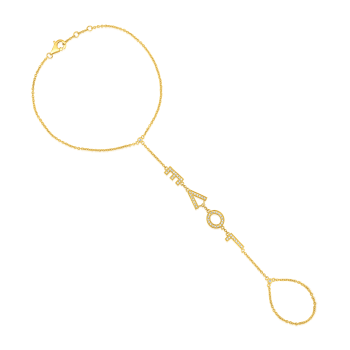 Faith Symbol 54 Diamond Hand Chain in 14K Gold