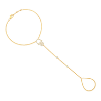 Diamond Guardian Hamsa Hand Chain in 14K Yellow Gold