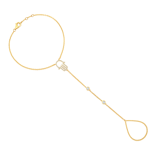 Diamond Guardian Hamsa Hand Chain in 14K Yellow Gold