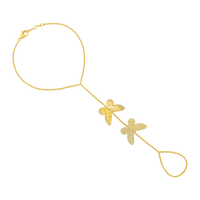 Diamond Twin Dragonfly Hand Chain in 14K Yellow Gold