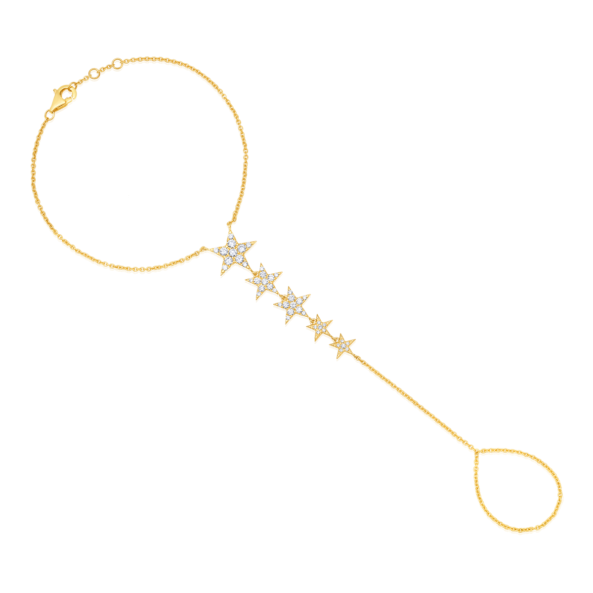 Diamond Star Hand Chain in 14K Gold
